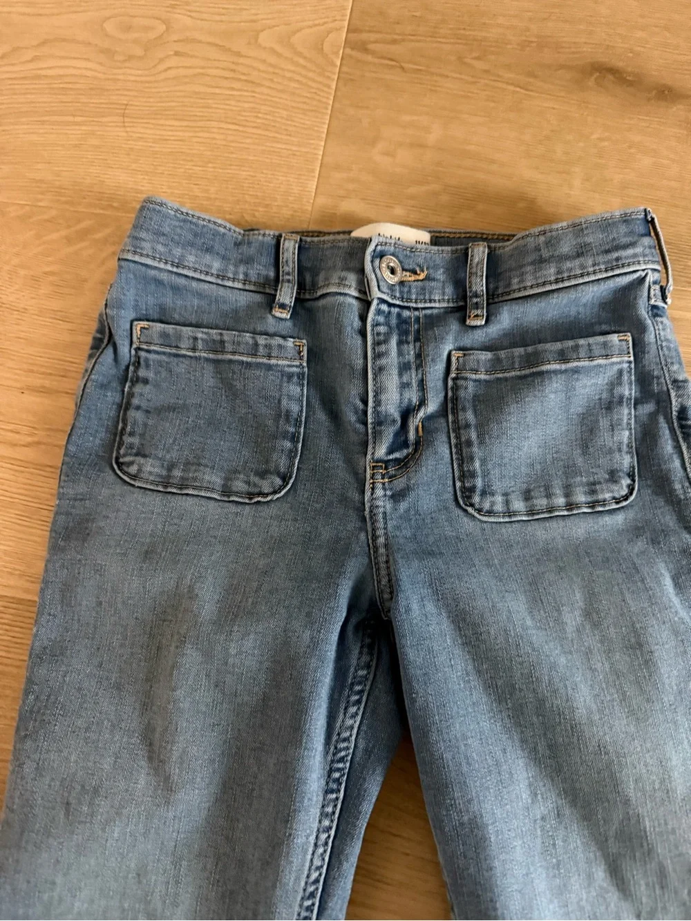 abercrombie kids light blue & medium blue flared denim jeans duo